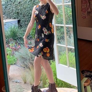 vintage floral chiffon sheer midi mini dress